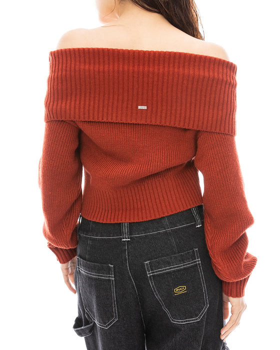 【OUTLET FAMILY SALE】RVCA レディース RVCA OFF SHOULDER KNIT セーター  【2024年冬モデル】