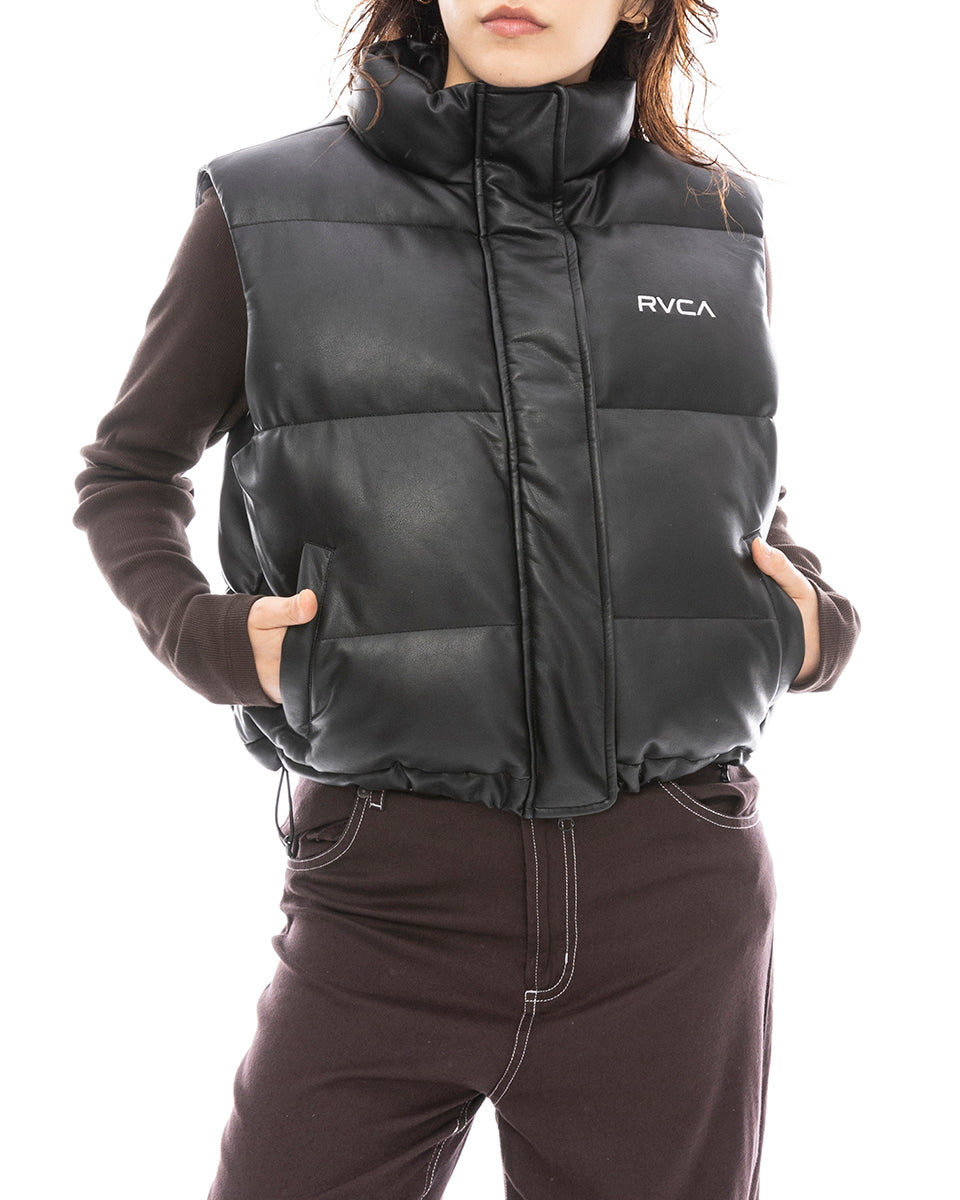 OUTLET】RVCA レディース RVCA ECO LEATHER PUFFER VEST ベスト BLK