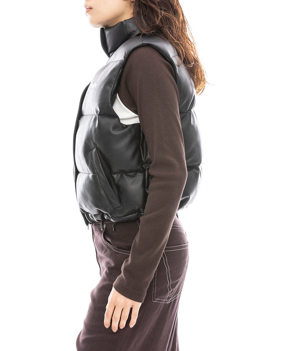 【OUTLET】RVCA レディース RVCA ECO LEATHER PUFFER VEST ベスト  【2024年冬モデル】