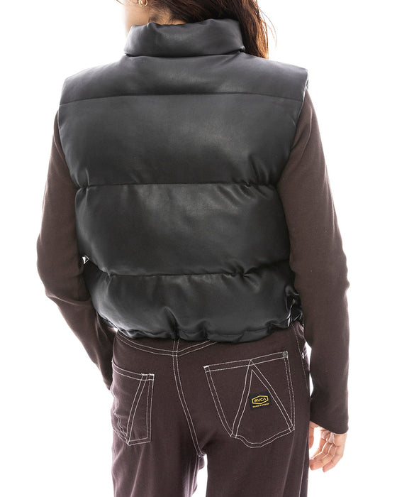 【OUTLET】RVCA レディース RVCA ECO LEATHER PUFFER VEST ベスト  【2024年冬モデル】
