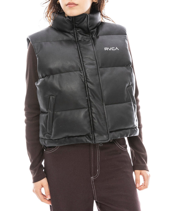【OUTLET】RVCA レディース RVCA ECO LEATHER PUFFER VEST ベスト  【2024年冬モデル】