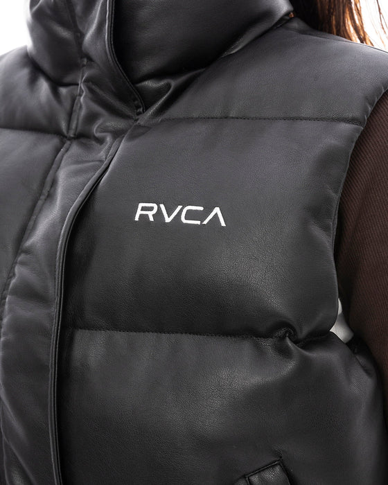 【OUTLET】RVCA レディース RVCA ECO LEATHER PUFFER VEST ベスト  【2024年冬モデル】