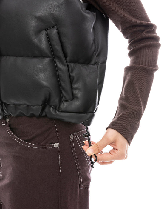 【OUTLET】RVCA レディース RVCA ECO LEATHER PUFFER VEST ベスト  【2024年冬モデル】