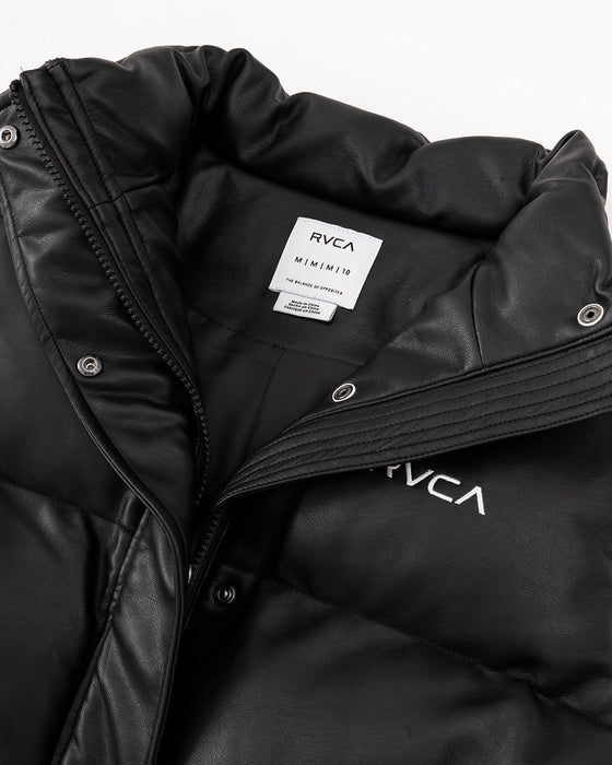 【OUTLET】RVCA レディース RVCA ECO LEATHER PUFFER VEST ベスト  【2024年冬モデル】
