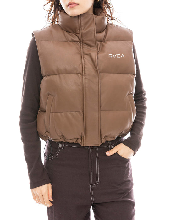 OUTLET】RVCA レディース RVCA ECO LEATHER PUFFER VEST ベスト RSA0