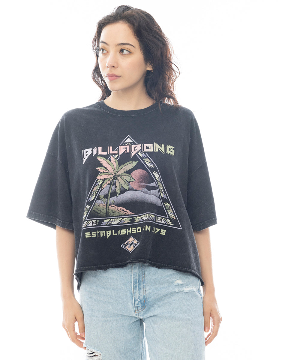 OUTLET】BILLABONG レディース GRAPHIC WIDE LOOSE CROPPED Tシャツ