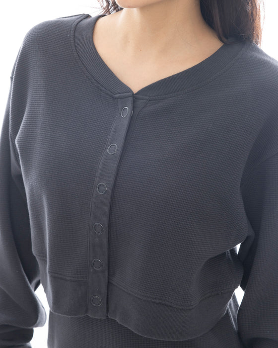 【直営店限定】BILLABONG レディース WAFFLE CARDIGAN トレーナー 【2025年春夏モデル】 BLK / L