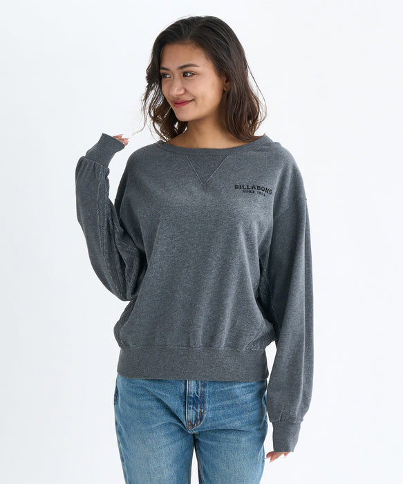 BILLABONG レディース BOAT NECK LOOSE CROP トレーナー 【2025年秋冬モデル】 BKH / L
