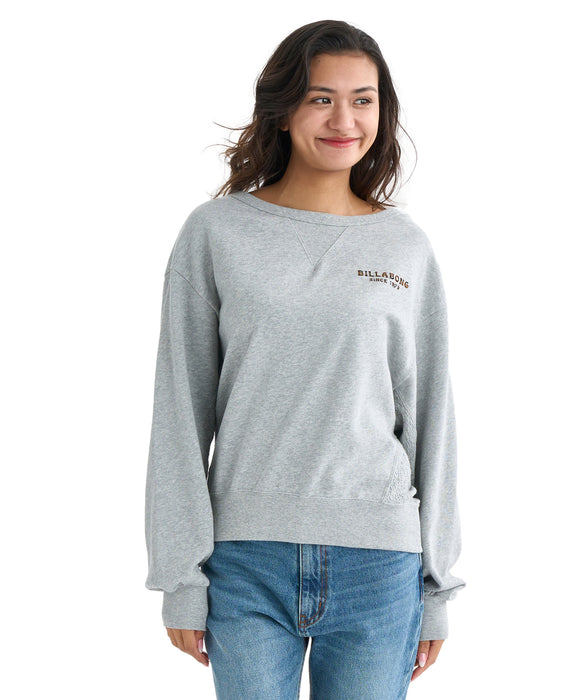 OUTLET】BILLABONG レディース BOAT NECK LOOSE CROP トレーナー