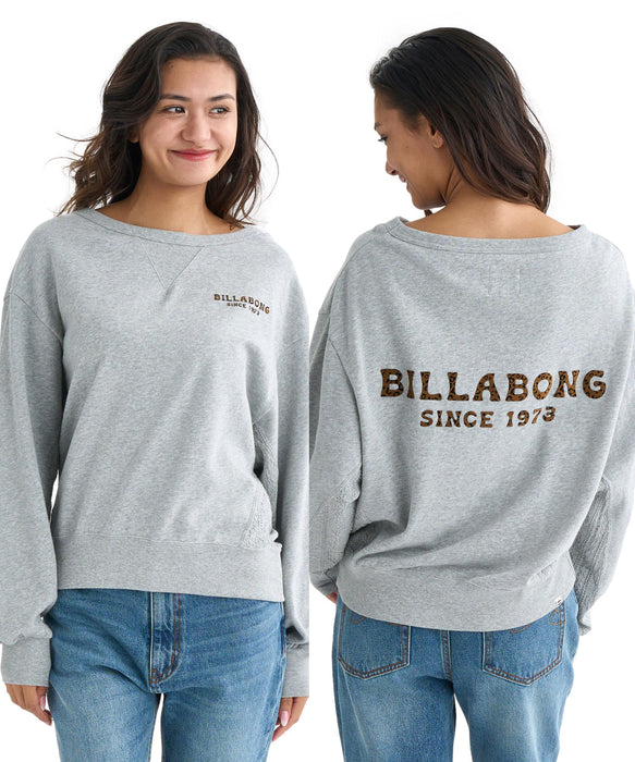OUTLET】BILLABONG レディース BOAT NECK LOOSE CROP トレーナー