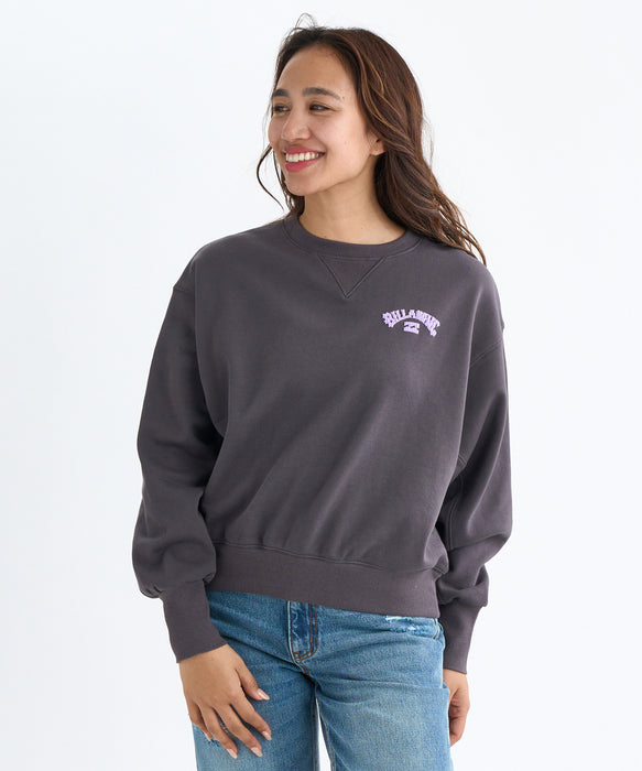 BILLABONG ウエアM べージュ黒系 BILLABONG レディース ARCH LOGO LOOSE CROP トレーナー 【LOOSE