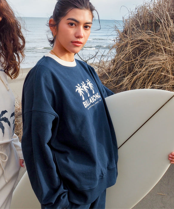 BILLABONG レディース 【SURF CAMP】TRIPLE PALMS 調温機能 トレーナー 【LOOSE FIT】【2025年秋冬モデル】