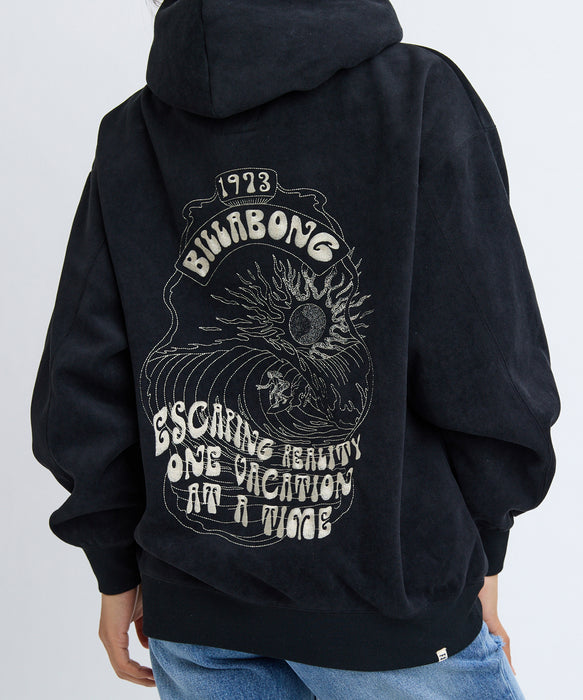 完売品 新品 ビラボン パーカー スウェット ヴィンテージ加工 墨黒 レディース BILLABONG - 完売品 新品 ビラボン パーカー スウェット ヴィンテージ