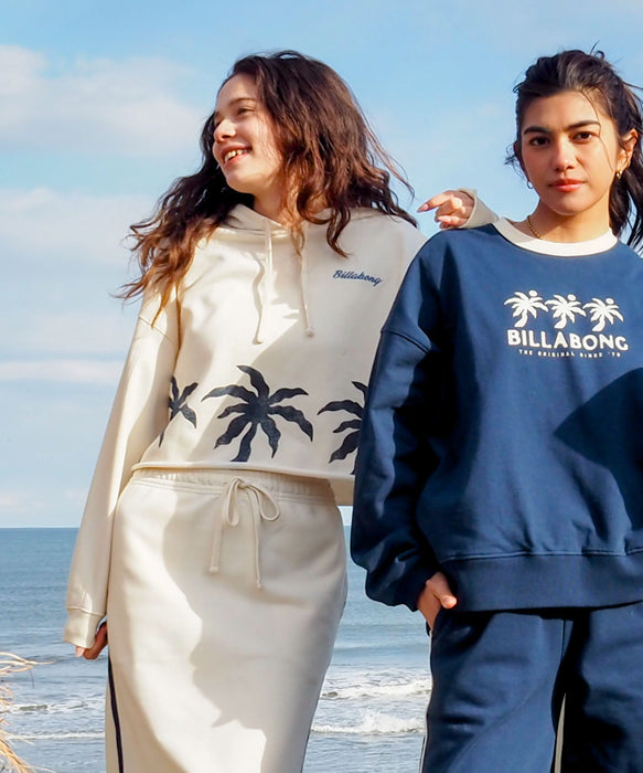【OUTLET】BILLABONG レディース 【SURF CAMP】吸水速乾 TRIPLE PALMS SWEAT パーカー 【LOOSE CROPPED】【2025年秋冬モデル】