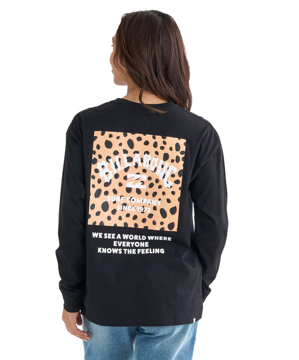 BILLABONG レディース SQUARE LOGO BOY FIT  ロンＴ 【2025年秋冬モデル】 BK2 / L