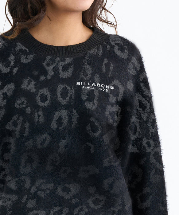 BILLABONG レディース LEOPARD JQ CREW SWEA セーター 【2025年秋冬モデル】 BLK / M