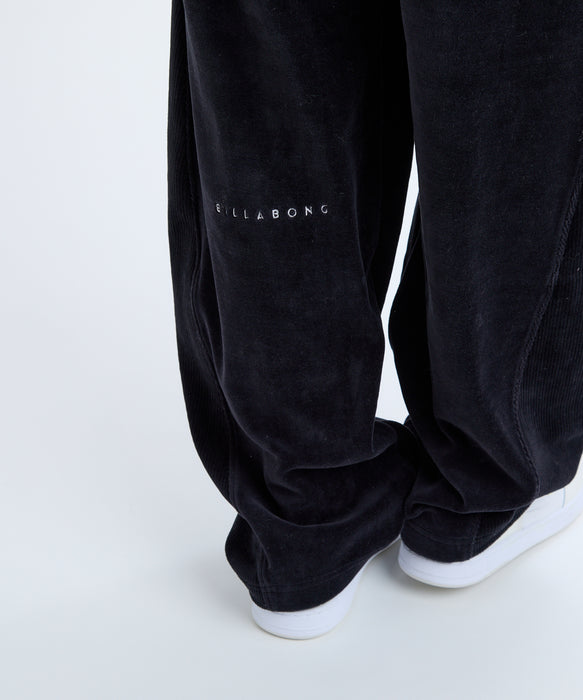 BILLABONG レディース KNIT VELOURS × RIB  ロングパンツ 【2025年秋冬モデル】 BLK / L