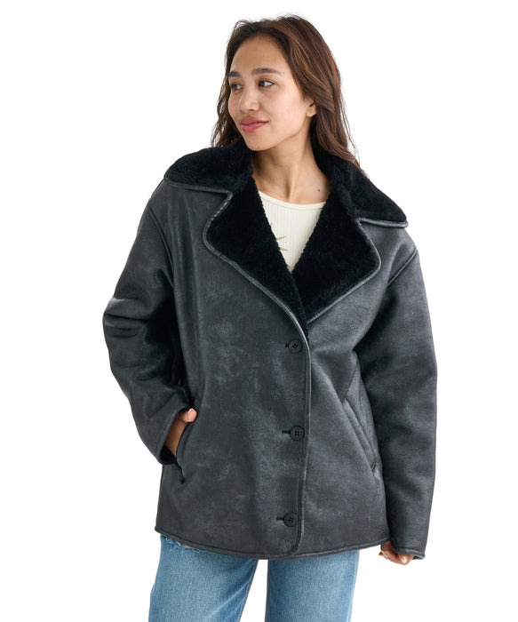 BILLABONG レディース FAUX LEATHER MOUTON  ジャケット 【2025年秋冬モデル】 BLK / M