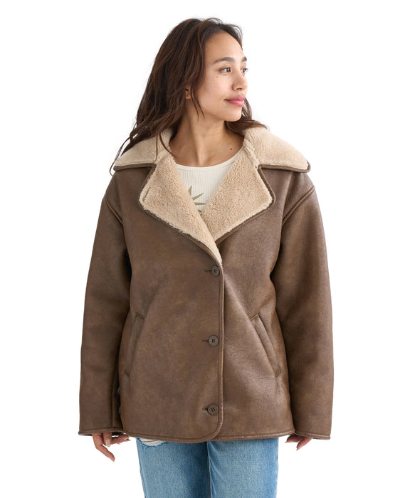 BILLABONG レディース FAUX LEATHER MOUTON  ジャケット 【2025年秋冬モデル】 ESP / M