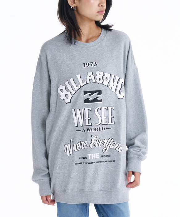 【OUTLET】【直営店限定】BILLABONG レディース MESSAGE ARCH LOOSEトレーナー 【2025年秋冬モデル】