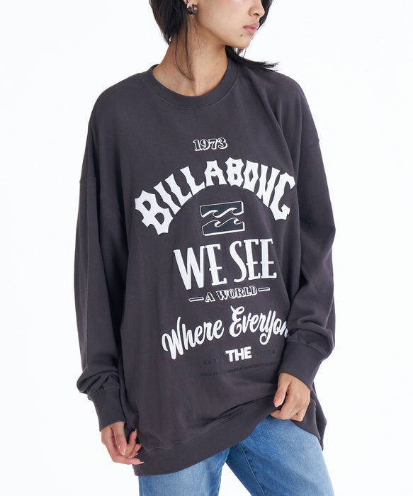 【OUTLET】【直営店限定】BILLABONG レディース MESSAGE ARCH LOOSEトレーナー 【2025年秋冬モデル】