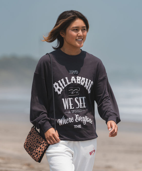 【OUTLET】【直営店限定】BILLABONG レディース MESSAGE ARCH LOOSEトレーナー 【2025年秋冬モデル】
