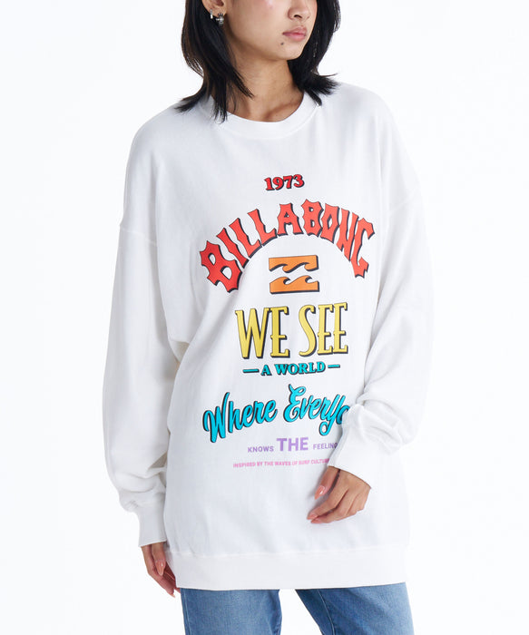 【OUTLET】【直営店限定】BILLABONG レディース MESSAGE ARCH LOOSEトレーナー 【2025年秋冬モデル】