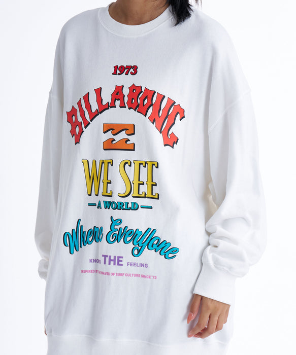 【OUTLET】【直営店限定】BILLABONG レディース MESSAGE ARCH LOOSEトレーナー 【2025年秋冬モデル】