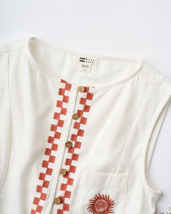 BILLABONG レディース 【CRYSTAL TIDES】 SECRET COVE WVN TOP 半袖シャツ 【2025年夏モデル】 SCS / M