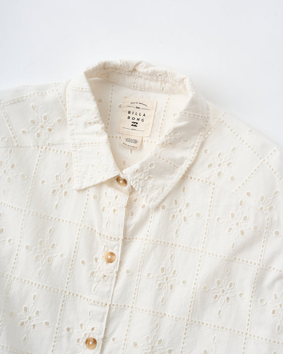 BILLABONG レディース 【CRYSTAL TIDES】 EYELET CRUSH SS WVN 半袖シャツ 【2025年夏モデル】 SCS / S