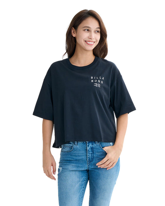 BILLABONG レディース CLEAN LOGO WIDE LOOSE CROPPED TEE Tシャツ 【2025年夏モデル】 BLK / M