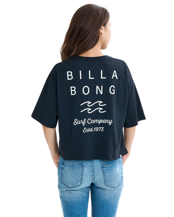 BILLABONG レディース CLEAN LOGO WIDE LOOSE CROPPED TEE Tシャツ 【2025年夏モデル】 BLK / M