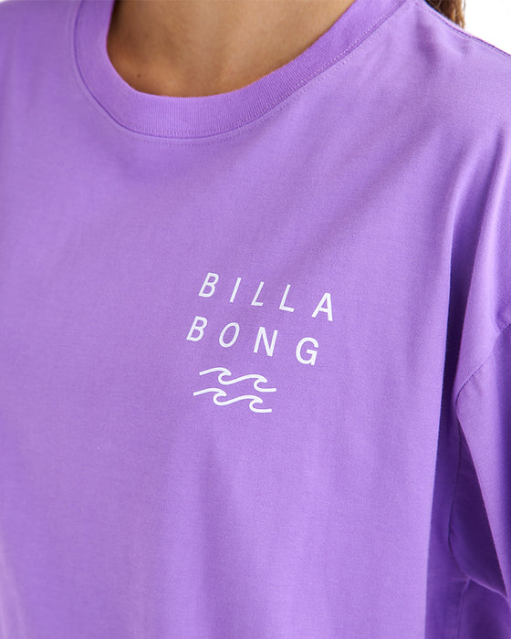 BILLABONG レディース CLEAN LOGO WIDE LOOSE CROPPED TEE Tシャツ 【2025年夏モデル】 PPL / M