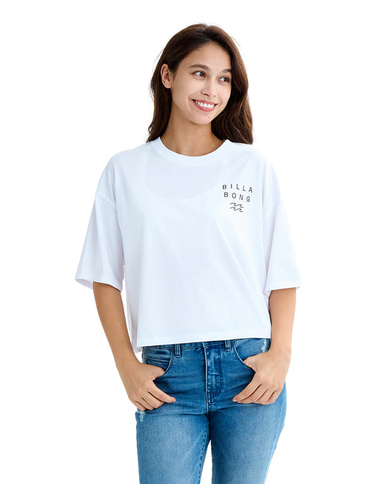 BILLABONG レディース CLEAN LOGO WIDE LOOSE CROPPED TEE Tシャツ 【2025年夏モデル】 WHT / M