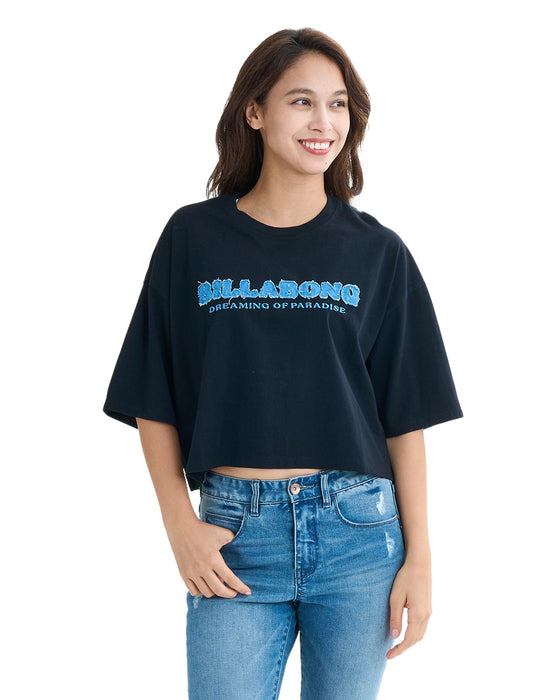 BILLABONG レディース APPLIQUE LOOSE SHORT CROPPED TEE Tシャツ 【2025年夏モデル】 BLK / M