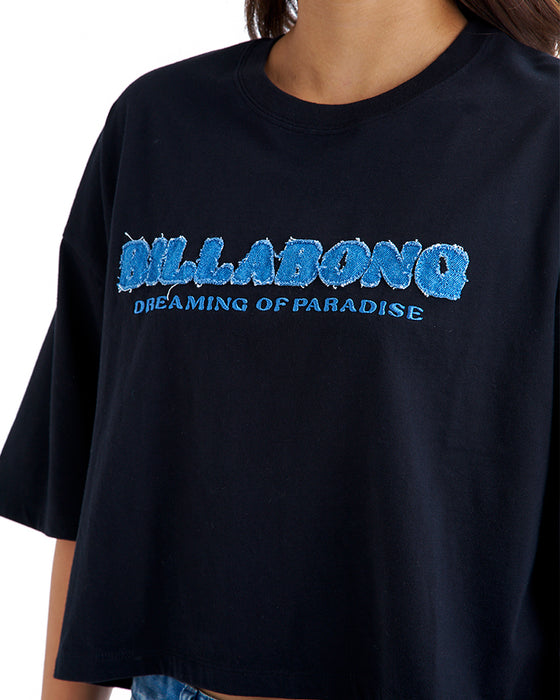 BILLABONG レディース APPLIQUE LOOSE SHORT CROPPED TEE Tシャツ 【2025年夏モデル】 BLK / M