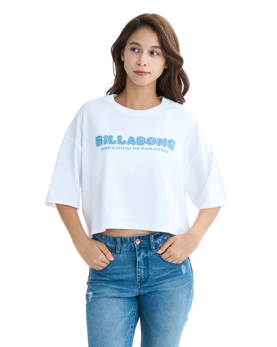 BILLABONG レディース APPLIQUE LOOSE SHORT CROPPED TEE Tシャツ 【2025年夏モデル】 WHT / M