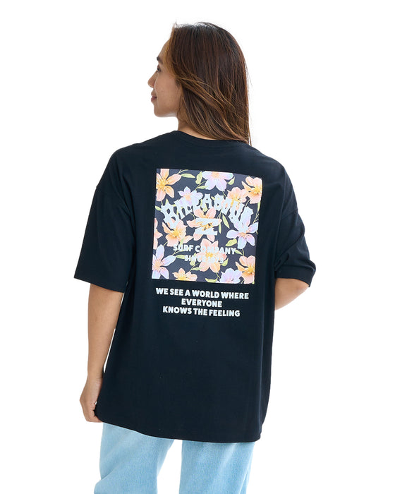 BILLABONG レディース SQUARE LOGO LOOSE TEE Tシャツ 【2025年夏モデル】 BLK / L