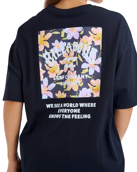 BILLABONG レディース SQUARE LOGO LOOSE TEE Tシャツ 【2025年夏モデル】 BLK / L