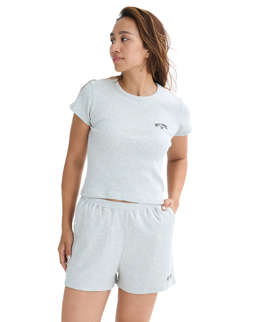 BILLABONG レディース ARCH EMB BABY FIT RIB TEE Tシャツ 【2025年夏モデル】 GRH / L