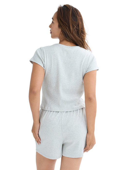 BILLABONG レディース ARCH EMB BABY FIT RIB TEE Tシャツ 【2025年夏モデル】 GRH / L