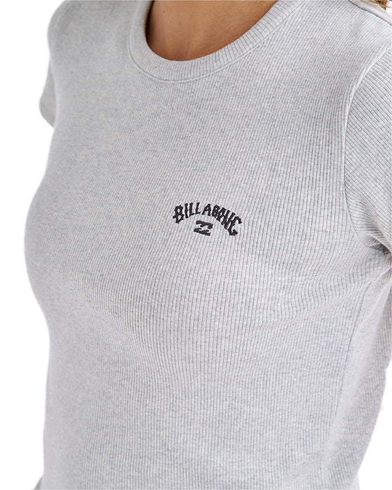 BILLABONG レディース ARCH EMB BABY FIT RIB TEE Tシャツ 【2025年夏モデル】 GRH / L