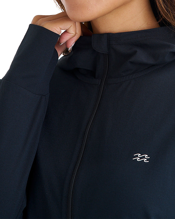 BILLABONG レディース MORFY ZIP UP HOODED  RASHGUARD ジップラッシュガード 【2025年夏モデル】 BLK / L