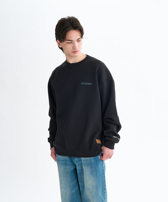 ELEMENT メンズ LOGO CREW トレーナー 【2025年秋冬モデル】 FBK / XL