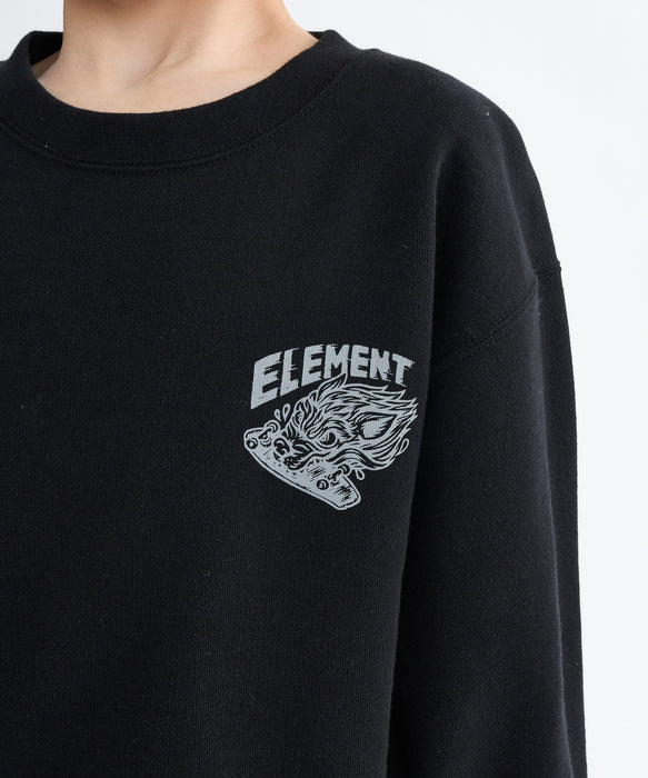 ELEMENT キッズ TIMBER WOLF CREW YOU トレーナー 【2025年秋冬モデル】 FBK / XL/155-165
