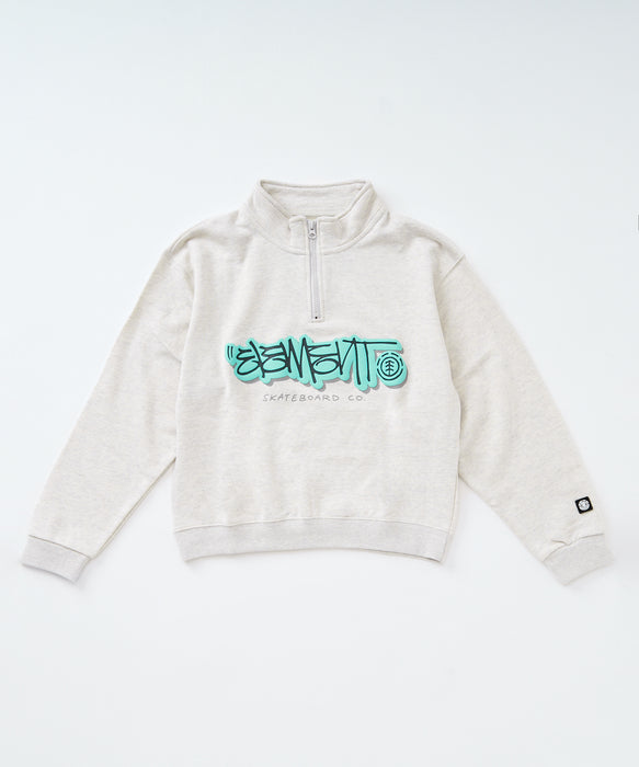 【OUTLET】ELEMENT キッズ TAG HALF ZIP GIRL スウェットジャケット 【2025年秋冬モデル】