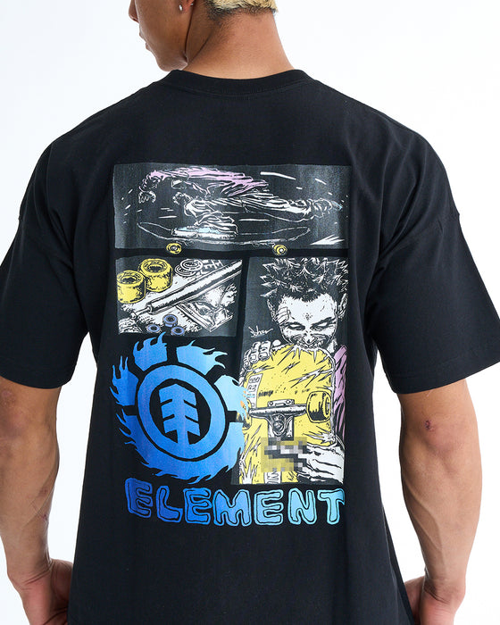 ELEMENT メンズ JOHANN COMIC SS Tシャツ 【2025年夏モデル】 FBK / XL