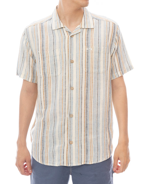 RVCA メンズ EXOTICA STRIPE SS 半袖シャツ 【2025年春夏モデル】 NAT / XL