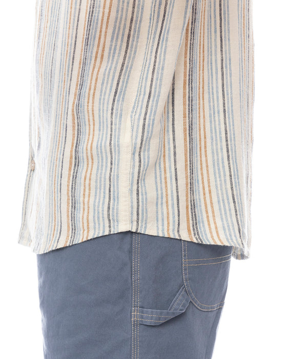 RVCA メンズ EXOTICA STRIPE SS 半袖シャツ 【2025年春夏モデル】 NAT / XL