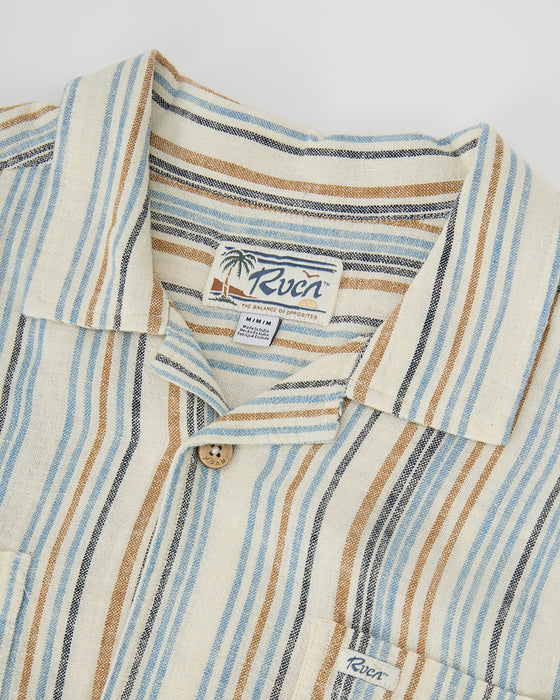 RVCA メンズ EXOTICA STRIPE SS 半袖シャツ 【2025年春夏モデル】 NAT / XL